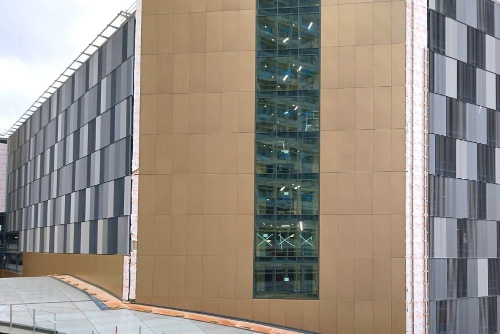 Woking MSCP rainscreen cladding on staircore