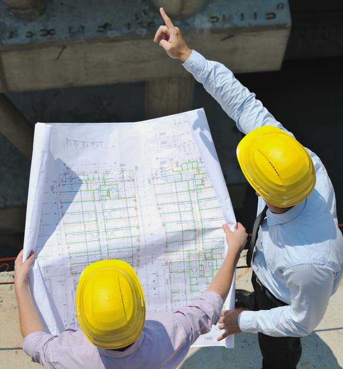 Construction Project business man Architect engineer manager at construction site