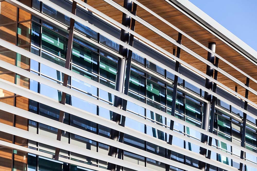 Northamptionshire Police HQ close up of aluminium blades-min