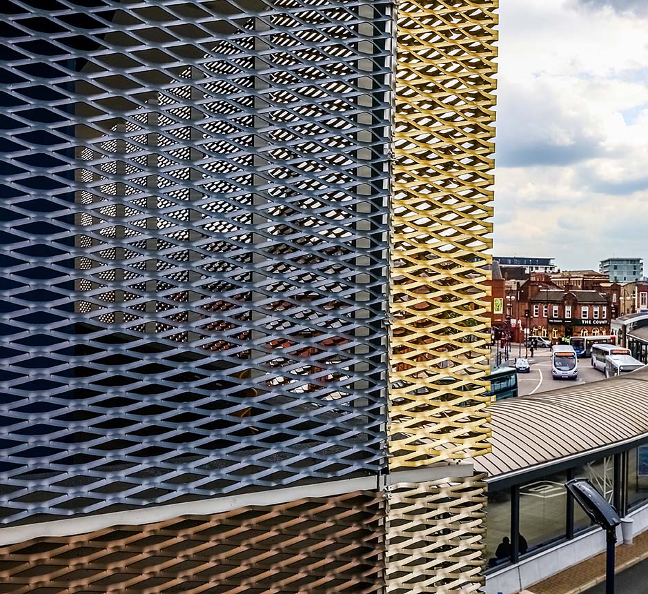 rotherham bus station expanded mesh facade
